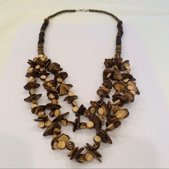 💐5/25 Multi strand coconut bead boho statement necklace - Picture 1 of 7